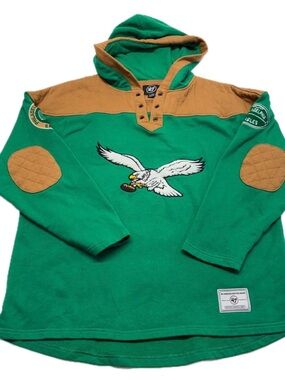 Philadelphia Eagles ’47 Brand Golden Age Wingback Lacer Hoodie - Kelly Green XL